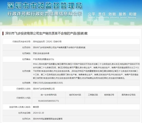 深圳市飛步投資生產銷售質量不合格服裝案剖析 資產經營管理視角下的警示